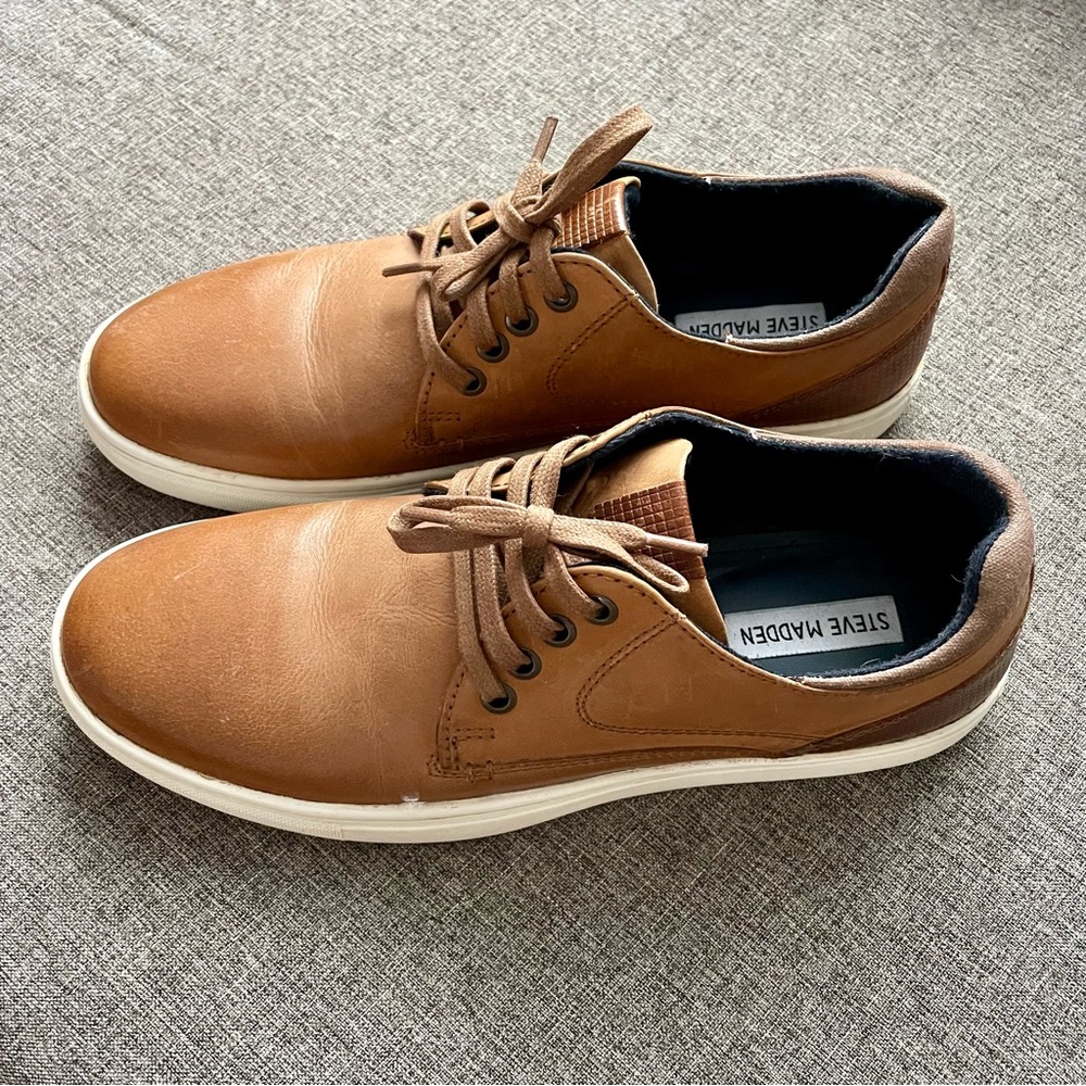 Steve Madden Leather Dress Sneakers P-Camden 217 Men’s Size 9.5 Tan